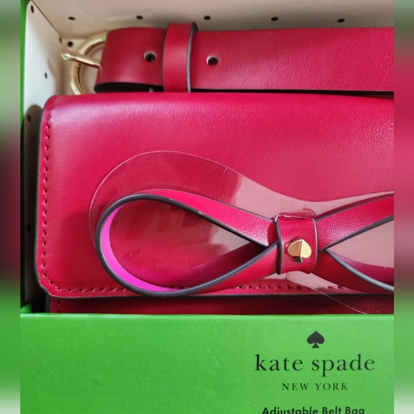 NEW! KATE SPADE adjustable red bow belt bag, genuine leather, gift, holiday - Picture 6 of 6